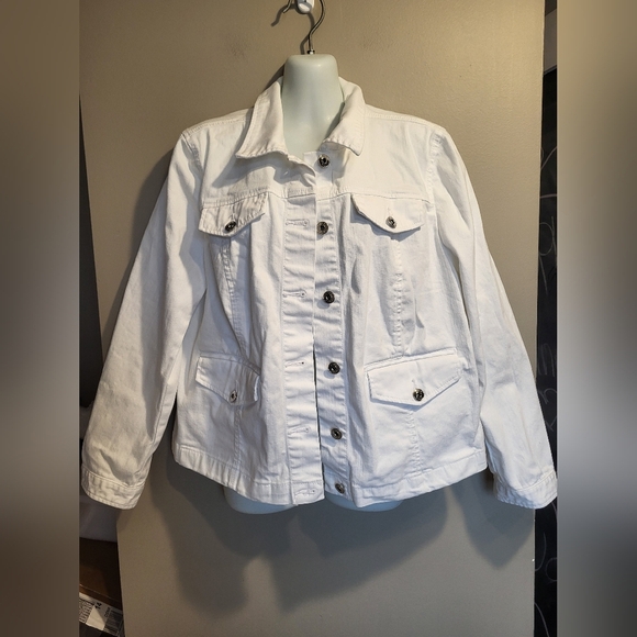 Cleo White Jean Jacket, Size XLP - Picture 1 of 4